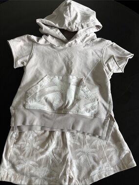 Little Bipsy Cream Palm Print Hooded Short Set